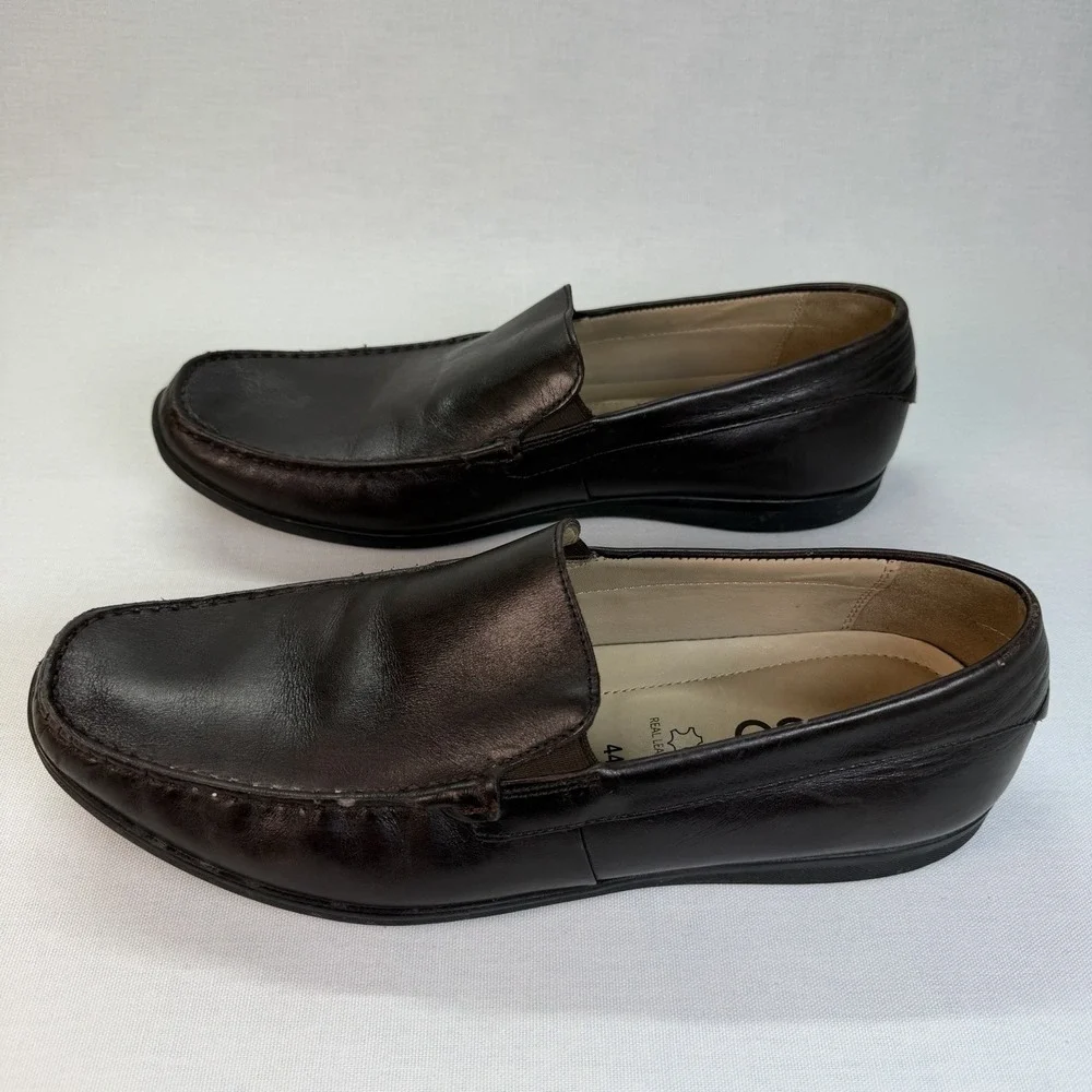 ECCO Leather Dallas Moc Mens Slip on Driving Loafer Dark Brown EU 44